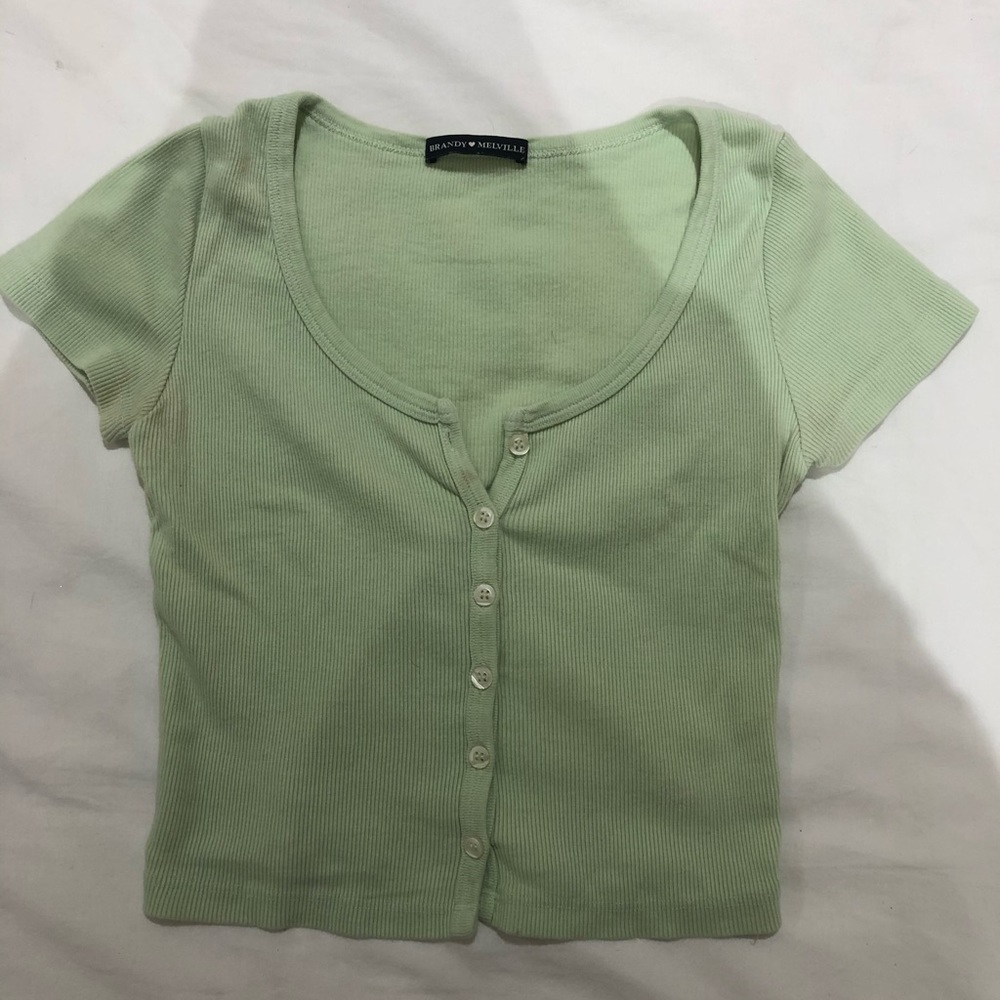 Green button brandy Melville top